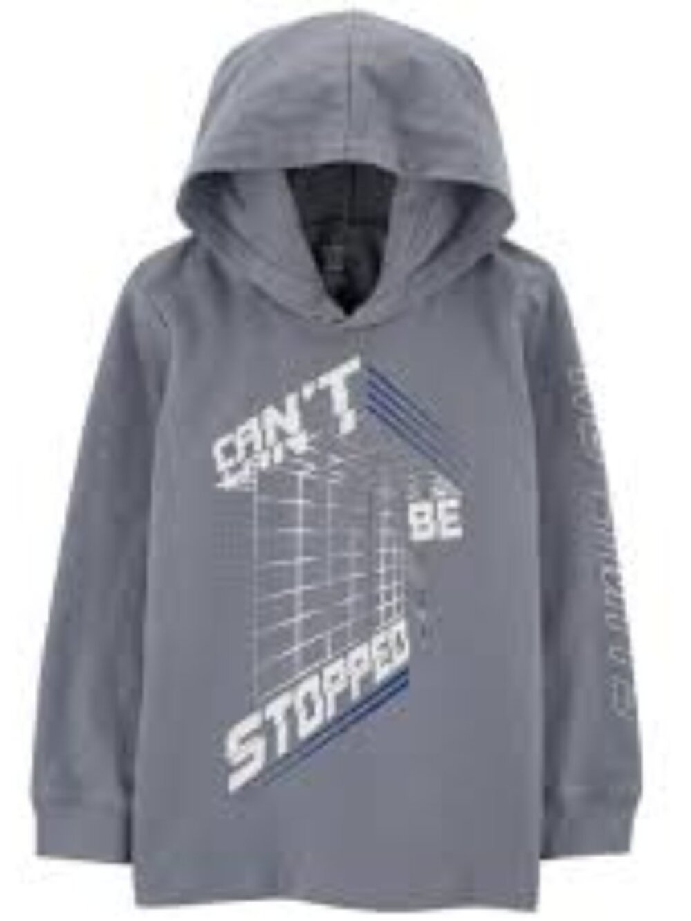 Carter's Boys Blue-Gray Graphic Hoodie Lightweight Slub Knit 6/6A